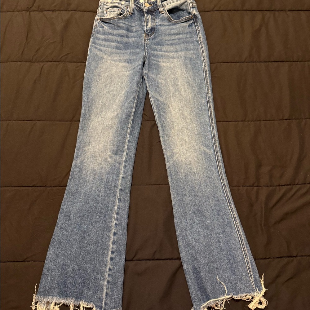 Flying Monkey Distressed Blue Wide Leg Jeans